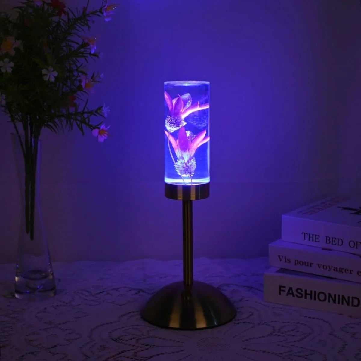 Table Lamp | Real Preserved Flowers & Rechargeable