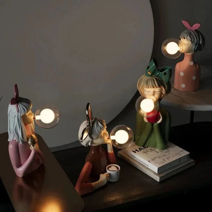 Table Lamp | Resin & Glass Warm Ambient Light | 29 x 25 cm