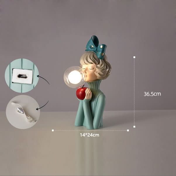 Table Lamp | Resin & Glass Warm Ambient Light | 29 x 25 cm