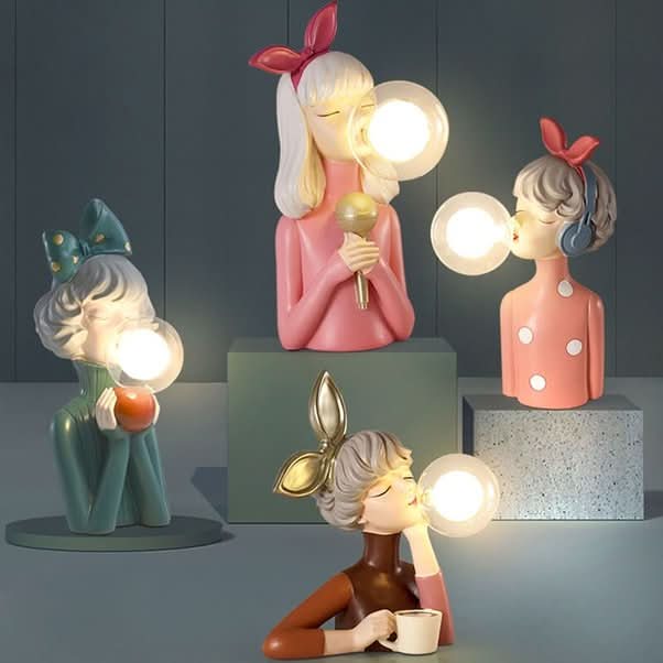 Table Lamp | Resin & Glass Warm Ambient Light | 29 x 25 cm