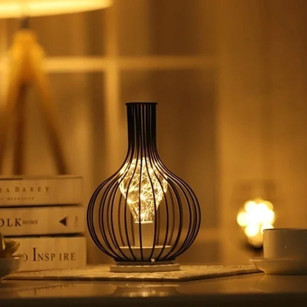 Table Lamp | Retro Hollow Iron & Ambient Glow | E27 Bulb