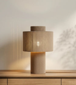 Table Lamp | Ribbed Cotton Shade | Warm Ambient Light | 25 × 39.3 cm