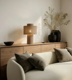 Table Lamp | Ribbed Cotton Shade | Warm Ambient Light | 25 × 39.3 cm
