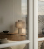 Table Lamp | Ribbed Cotton Shade | Warm Ambient Light | 25 × 39.3 cm
