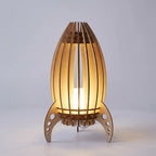 Table Lamp | Rocket Silhouette & Warm Ambient Light & Handcrafted Beech Wood