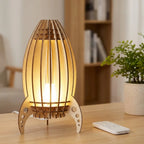 Table Lamp | Rocket Silhouette & Warm Ambient Light & Handcrafted Beech Wood