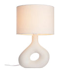 Table Lamp | Sculptural Ceramic Base & Fabric Shade | 28 cm Height