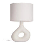 Table Lamp | Sculptural Ceramic Base & Fabric Shade | 28 cm Height