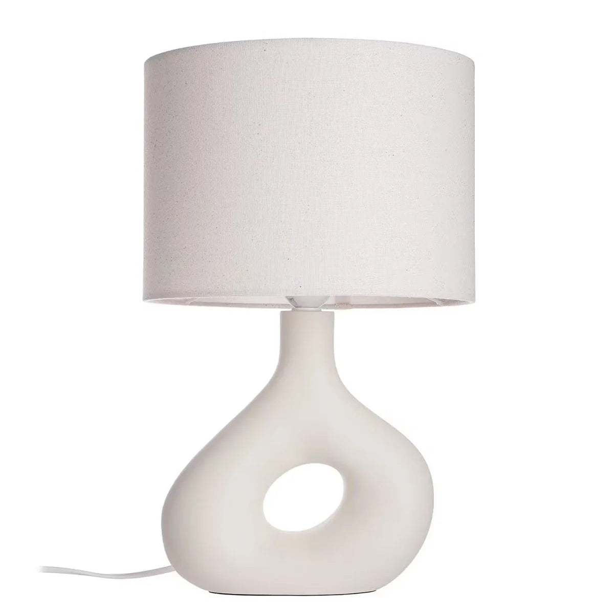Table Lamp | Sculptural Ceramic Base & Fabric Shade | 28 cm Height