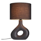 Table Lamp | Sculptural Ceramic Base & Fabric Shade | 28 cm Height