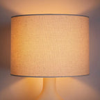 Table Lamp | Sculptural Ceramic Base & Fabric Shade | 28 cm Height