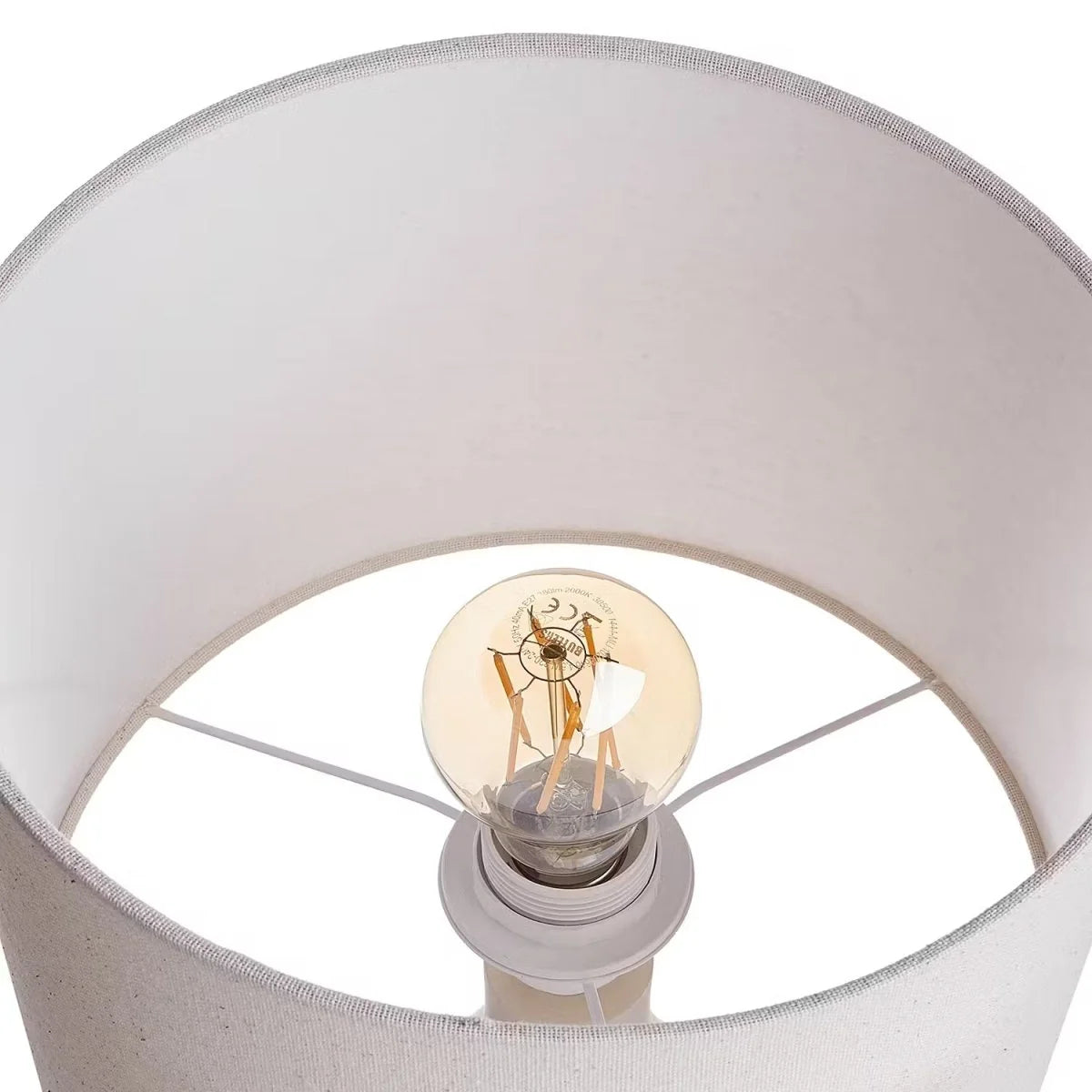 Table Lamp | Sculptural Ceramic Base & Fabric Shade | 28 cm Height