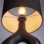 Table Lamp | Sculptural Ceramic Base & Fabric Shade | 28 cm Height