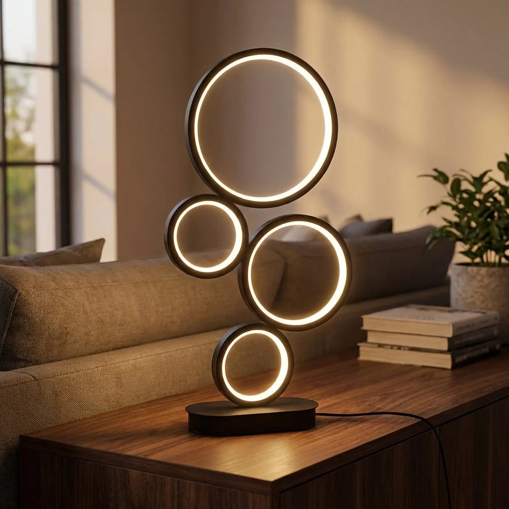 Table Lamp | Sculptural Ring & Stepless Dimming | 18 x 48 cm