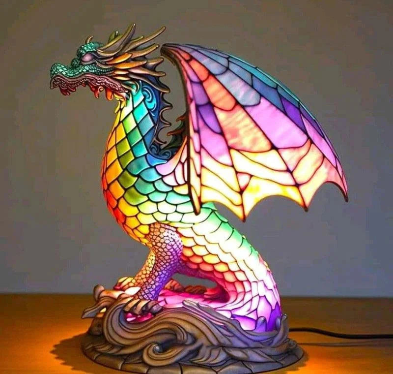 Table Lamp | Stained-Glass Animal Print | 15 cm Glass Shade