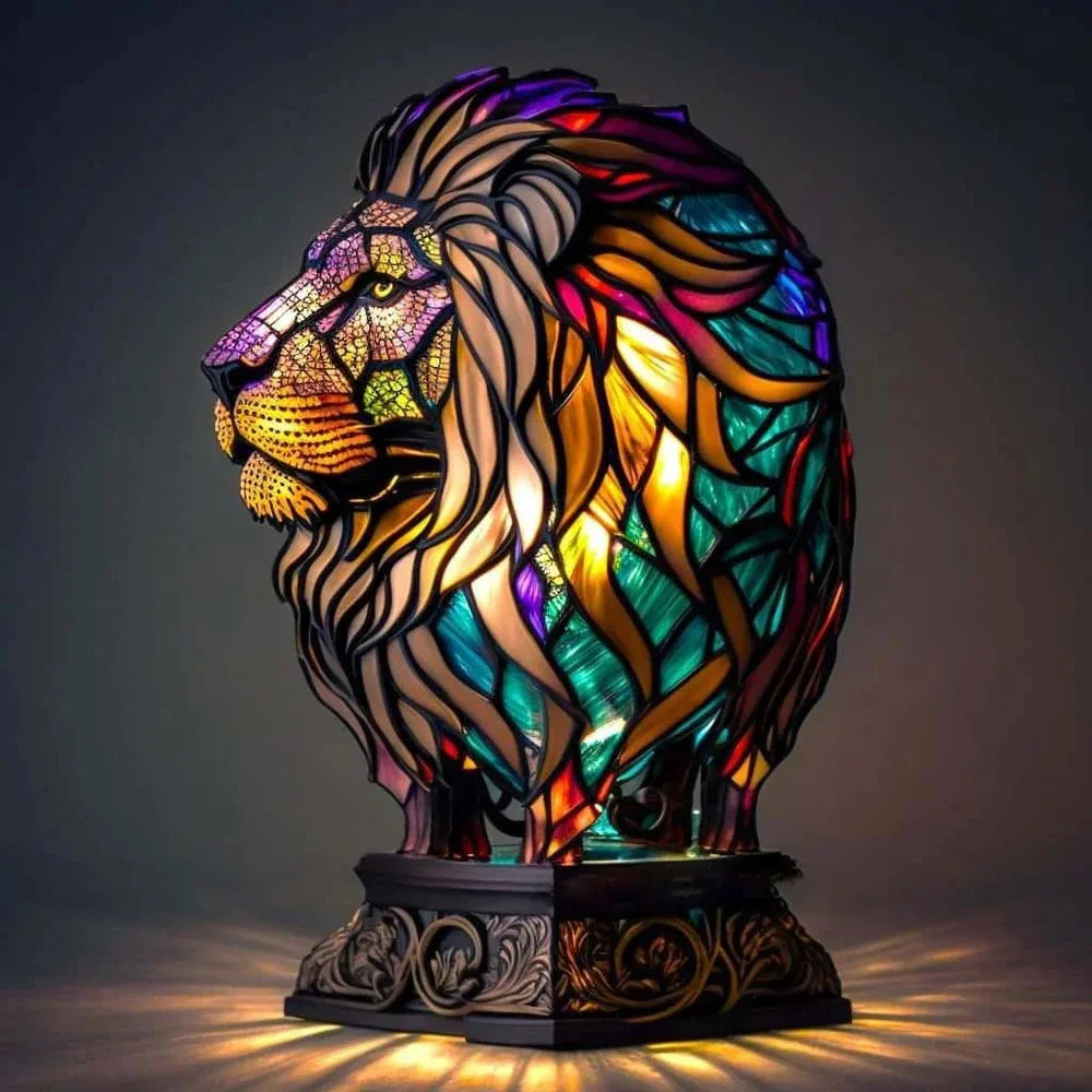 Table Lamp | Stained-Glass Animal Print | 15 cm Glass Shade