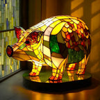 Table Lamp | Stained-Glass Animal Print | 15 cm Glass Shade