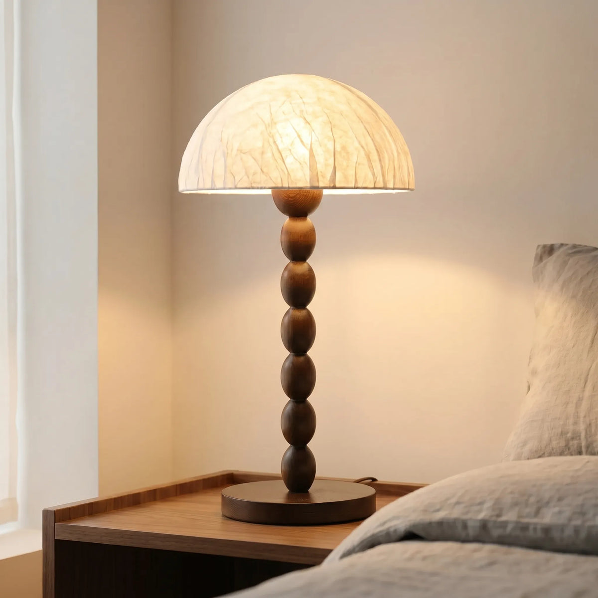 Table Lamp | Textured Dome Shade & Stacked Sphere Stem