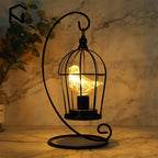 Table Lamp | Vintage Birdcage & Battery-Operated Warm LED