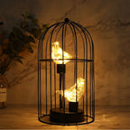 Table Lamp | Vintage Birdcage & Battery-Operated Warm LED