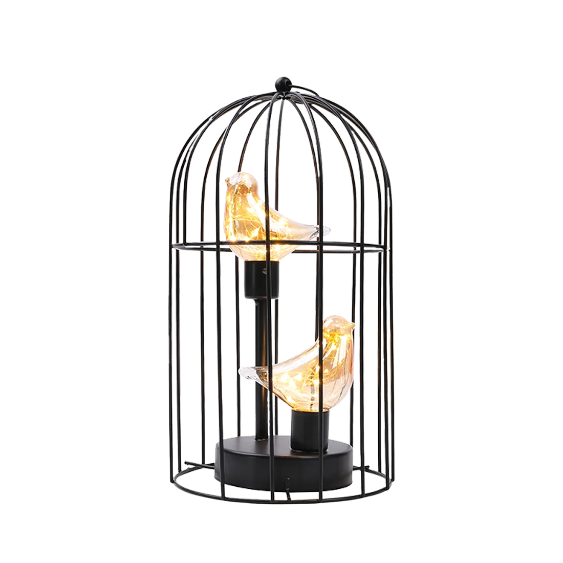 Table Lamp | Vintage Birdcage & Battery-Operated Warm LED