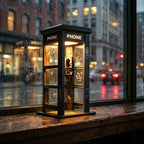 Table Lamp | Vintage Phone Booth Design & Warm Ambient Light | Battery-Powered