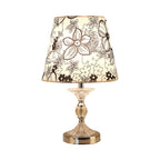 Table Lamp | Floral Pattern Glass Shade | Metal Base