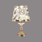 Table Lamp | Floral Pattern Glass Shade | Metal Base