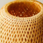 Bedside Lamp | Handwoven Rattan Shade | Solid Wood Base