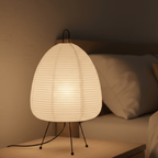 Table Lamp | Rice Paper Shade & Retro Silhouette | Iron Base