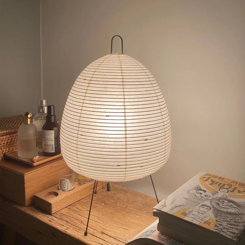 Table Lamp | Rice Paper Shade & Retro Silhouette | Iron Base