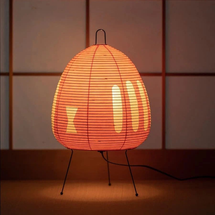 Table Lamp | Rice Paper Shade & Retro Silhouette | Iron Base