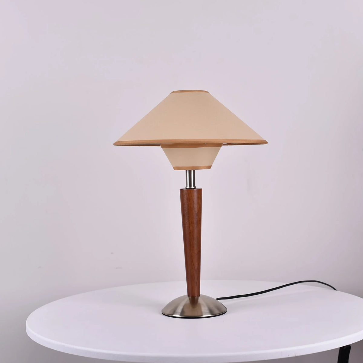 Table Lamp | Wood Base & Fabric Shade | 30 x 44 cm
