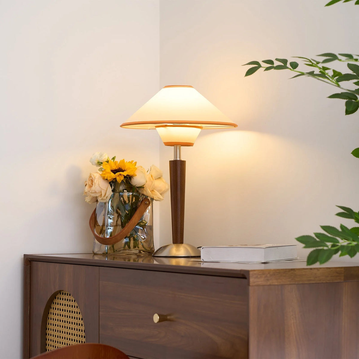 Table Lamp | Wood Base & Fabric Shade | 30 x 44 cm