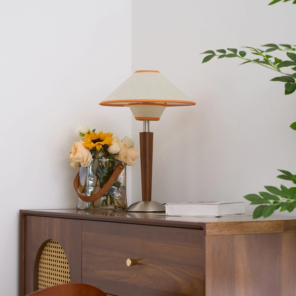 Table Lamp | Wood Base & Fabric Shade | 30 x 44 cm