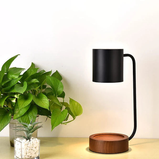 Table Lamp | Wood & Metal With Candle Holder | GU10 Socket