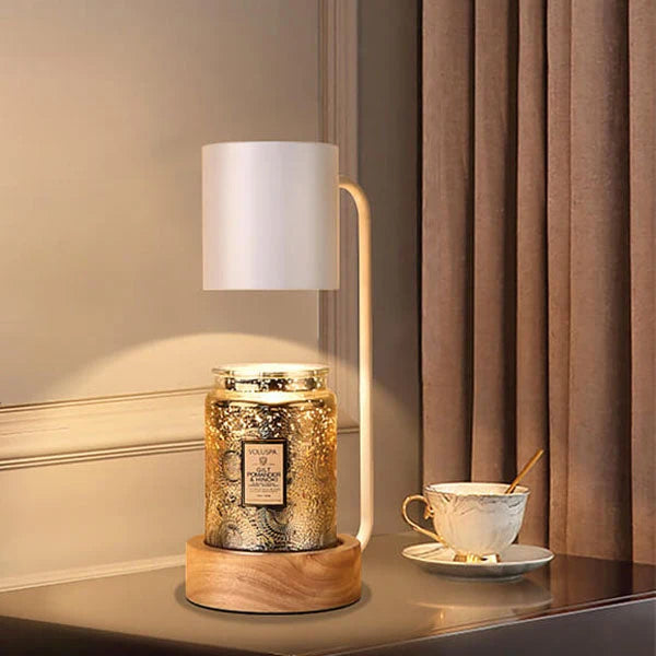 Table Lamp | Wood & Metal With Candle Holder | GU10 Socket