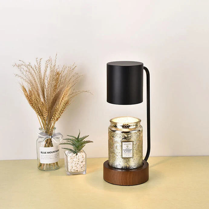 Table Lamp | Wood & Metal With Candle Holder | GU10 Socket