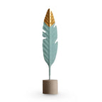 Table Ornament | Wood & Iron Feather & Leaf Photo Holder