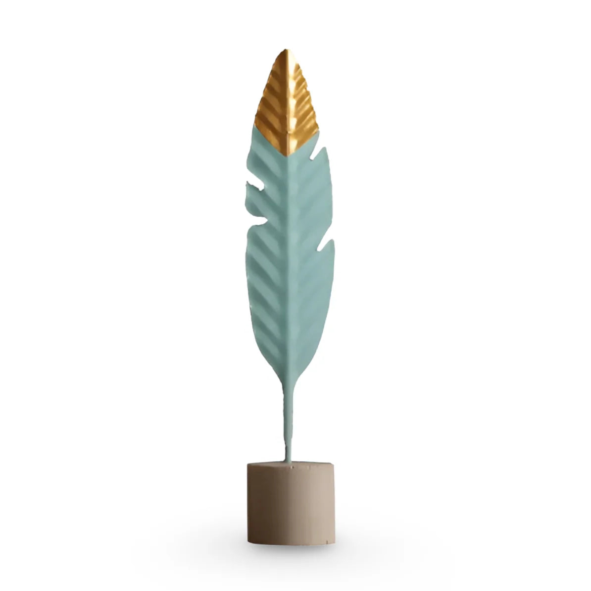 Table Ornament | Wood & Iron Feather & Leaf Photo Holder