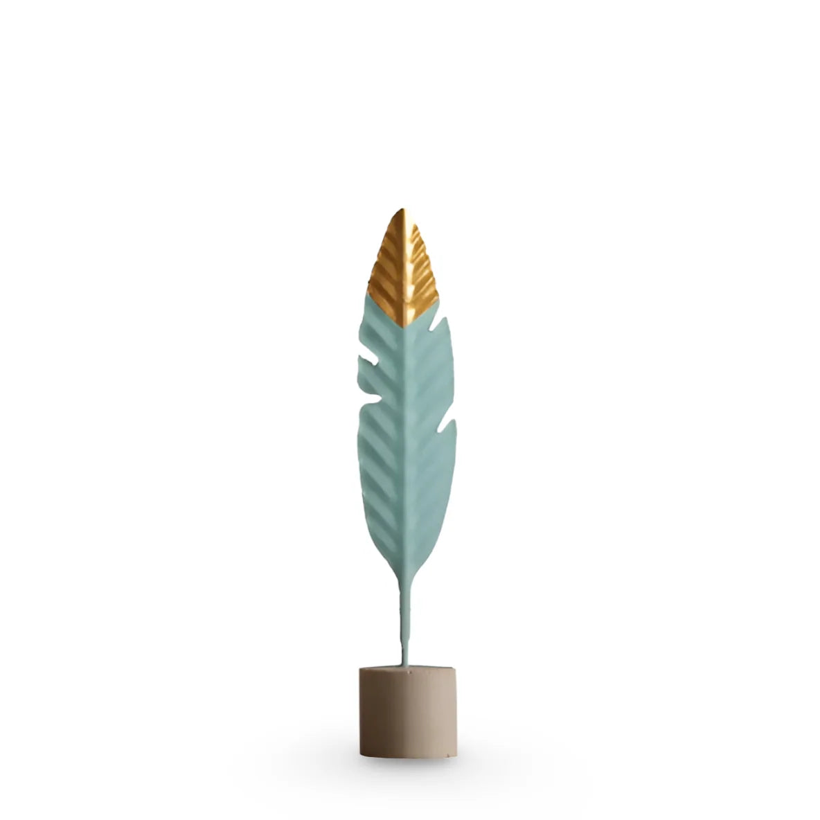 Table Ornament | Wood & Iron Feather & Leaf Photo Holder