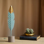 Table Ornament | Wood & Iron Feather & Leaf Photo Holder