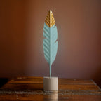 Table Ornament | Wood & Iron Feather & Leaf Photo Holder