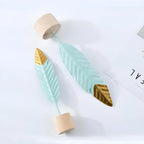 Table Ornament | Wood & Iron Feather & Leaf Photo Holder