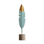 Table Ornament | Wood & Iron Feather & Leaf Photo Holder