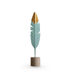 Table Ornament | Wood & Iron Feather & Leaf Photo Holder