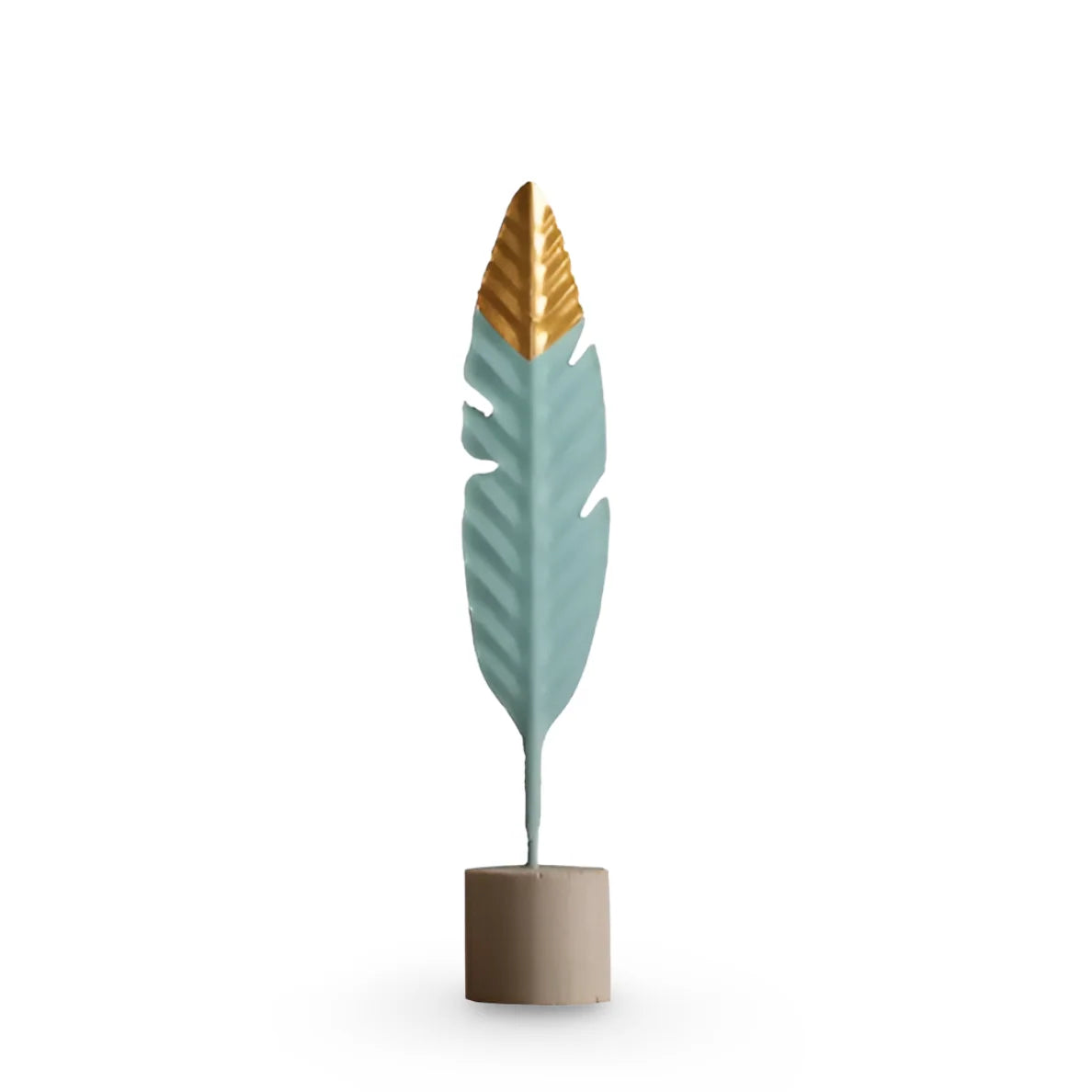 Table Ornament | Wood & Iron Feather & Leaf Photo Holder
