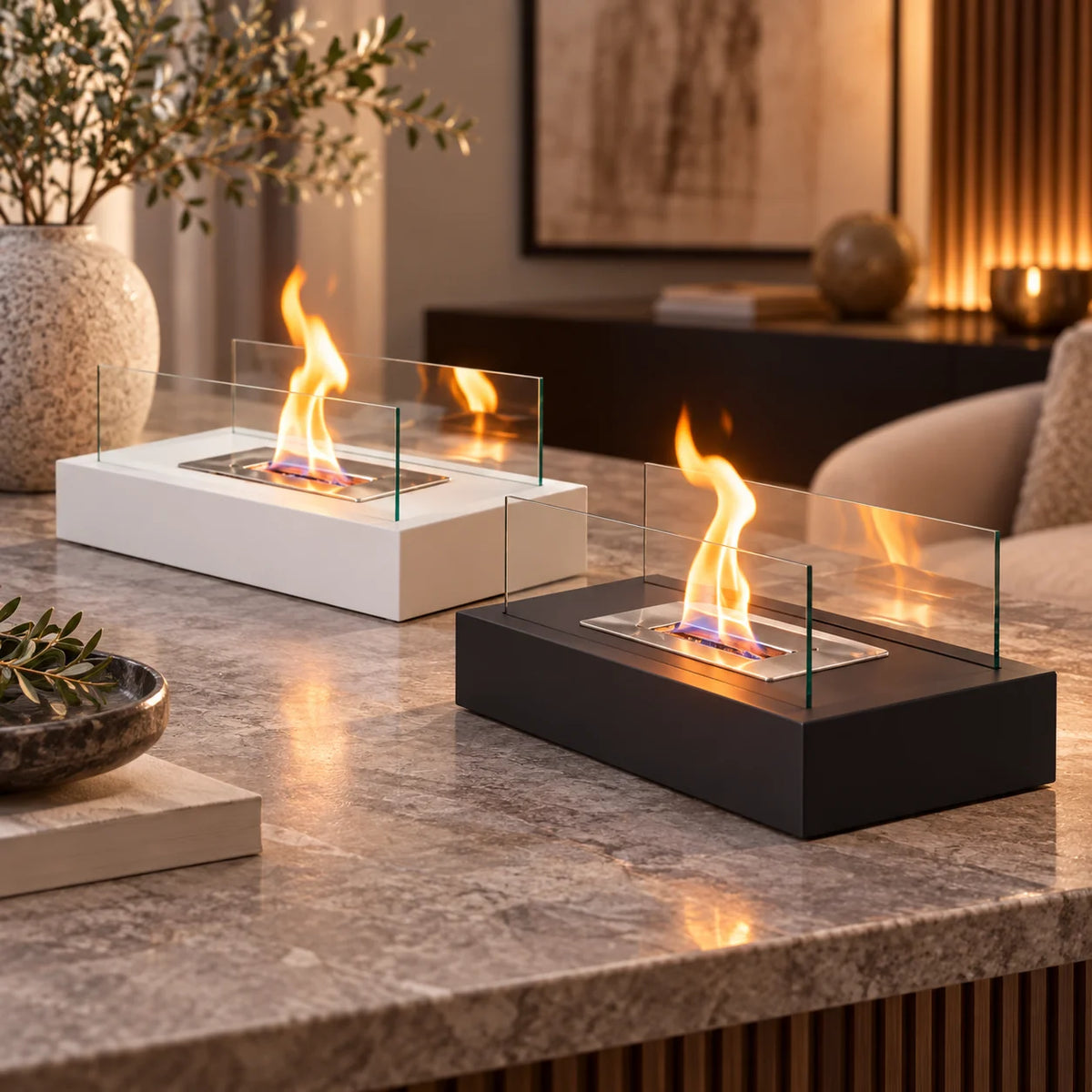 Tabletop Fireplace | Portable Tempered Glass & Ethanol-Fueled | Indoor/Outdoor