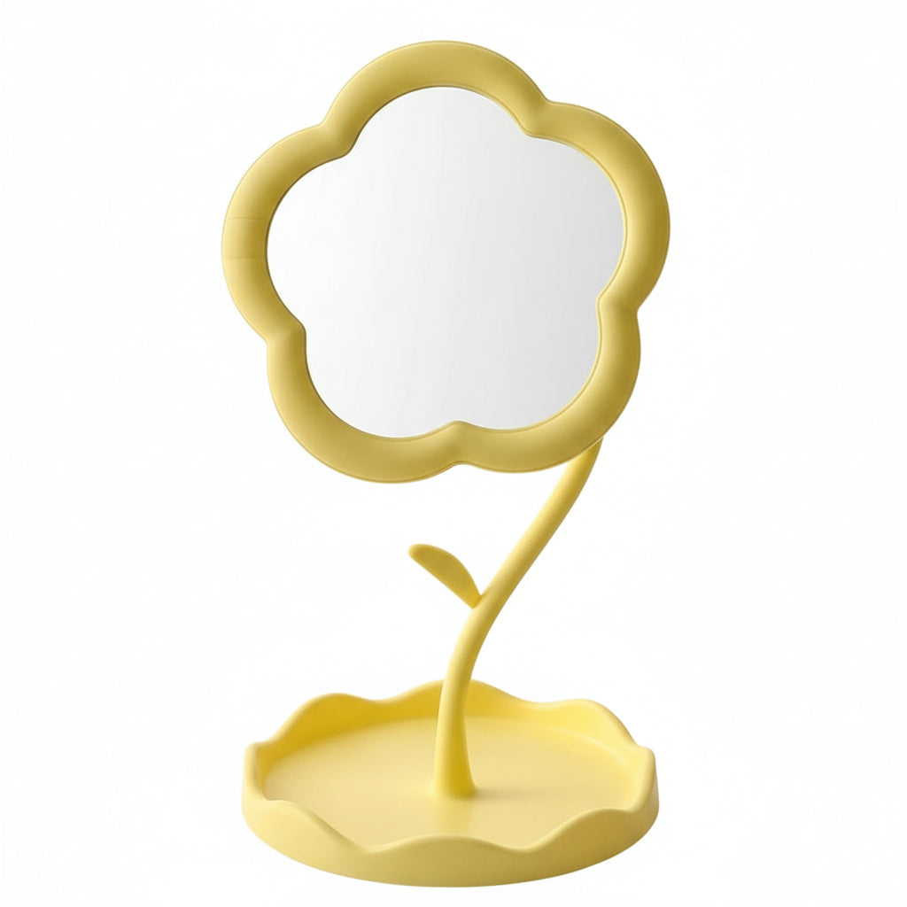 Tabletop Vanity Mirror | Flower Frame & Scalloped Jewellery Tray