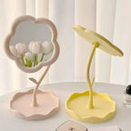 Tabletop Vanity Mirror | Flower Frame & Scalloped Jewellery Tray
